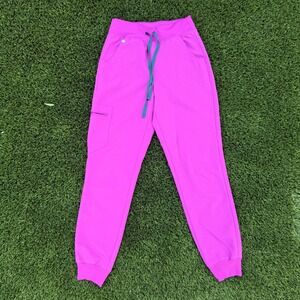 FIGS Technical Collection Jogger Scrub Pants Magenta XS Zip Pocket